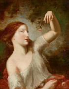 Charles-Joseph Natoire Eine junge Frau mit Rosen oil painting artist